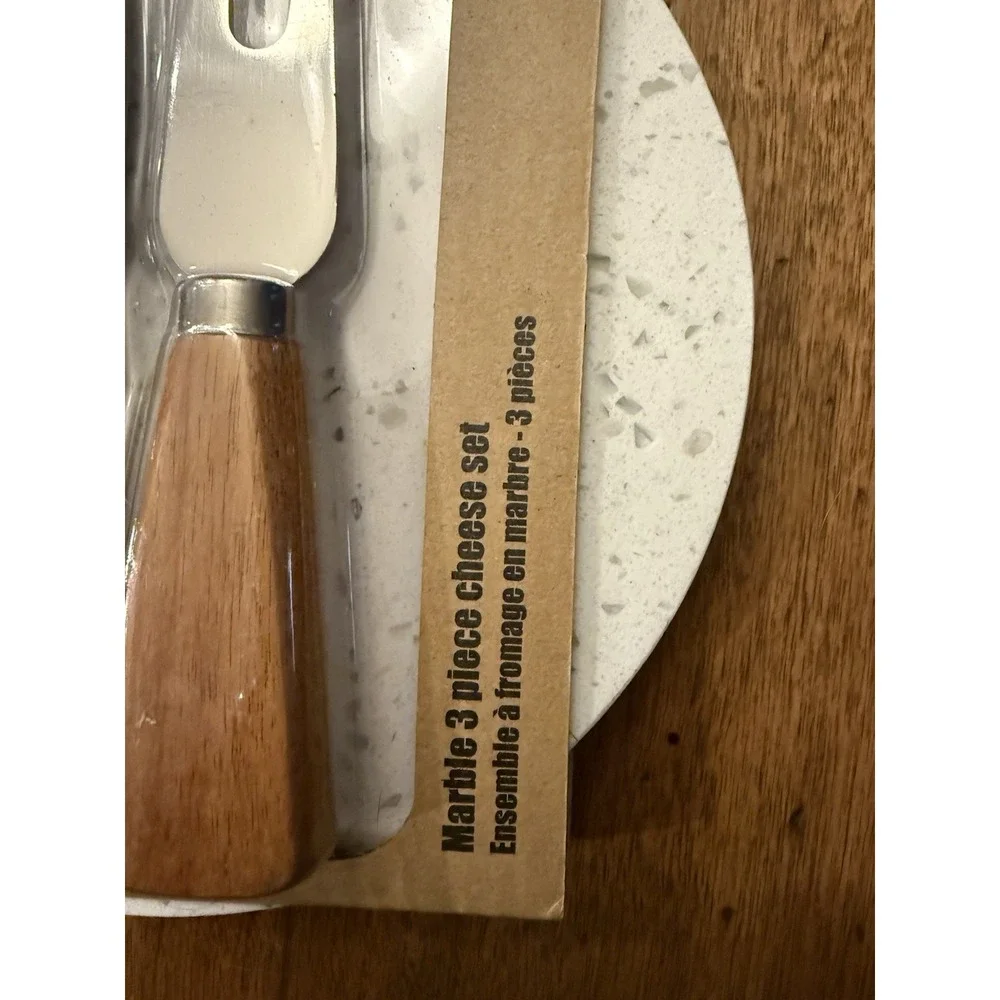 Bread + Butter Marble 3 Piece Cheese Set Board Utensils NWT Hostess Gift‎